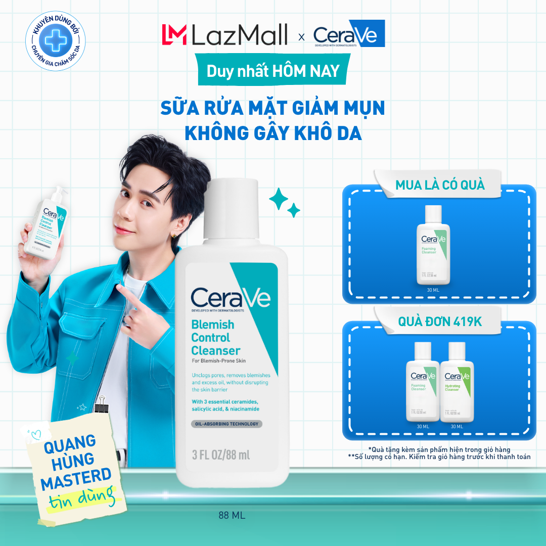 Sữa rửa mặt giảm mụn CeraVe Blemish Control Cleanser 88ml