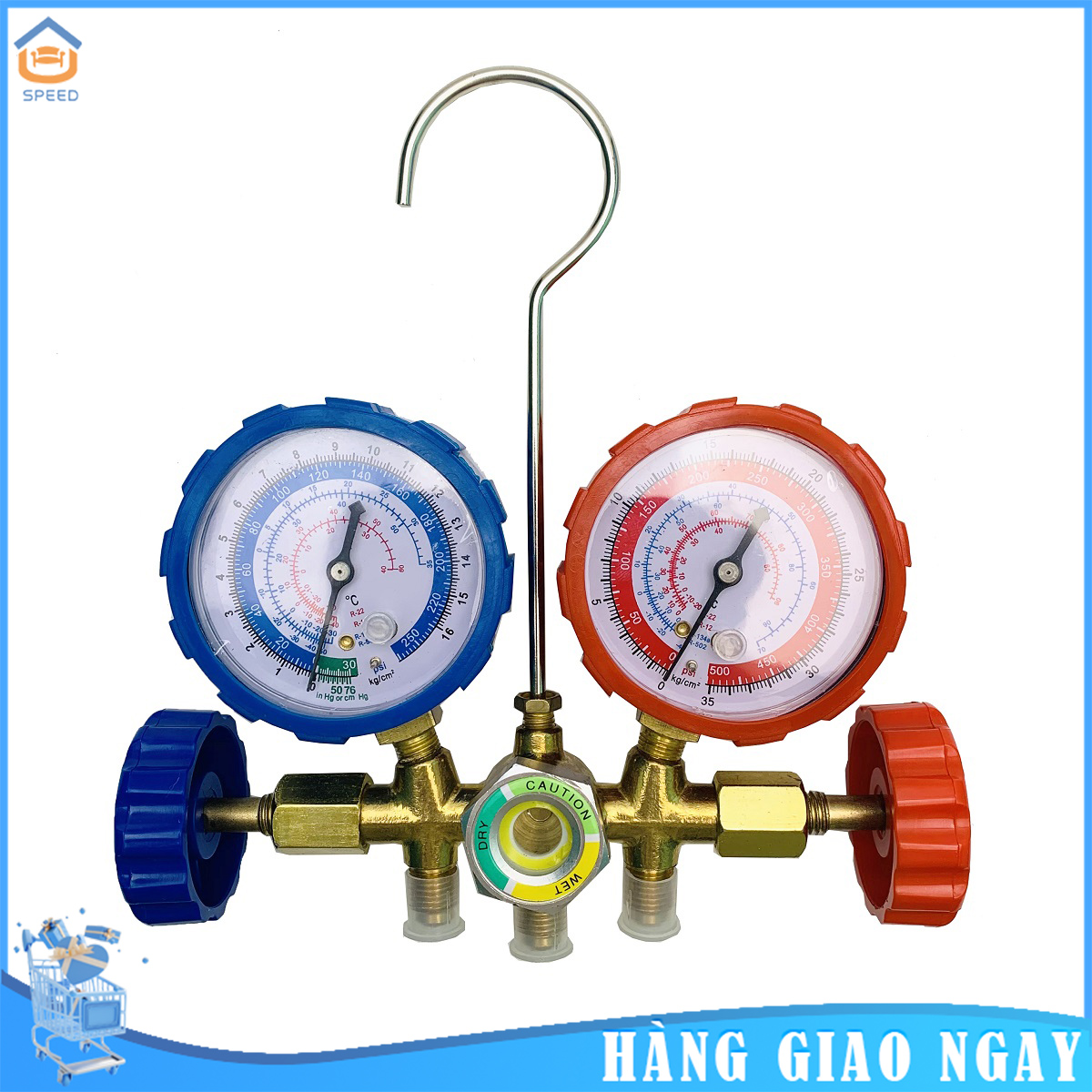 SPĐồng hồ đo áp suất gas máy lạnh -Đồng hồ đo gas đôi kèm dây nạp gas điều hòa chuyên dụng CT536G