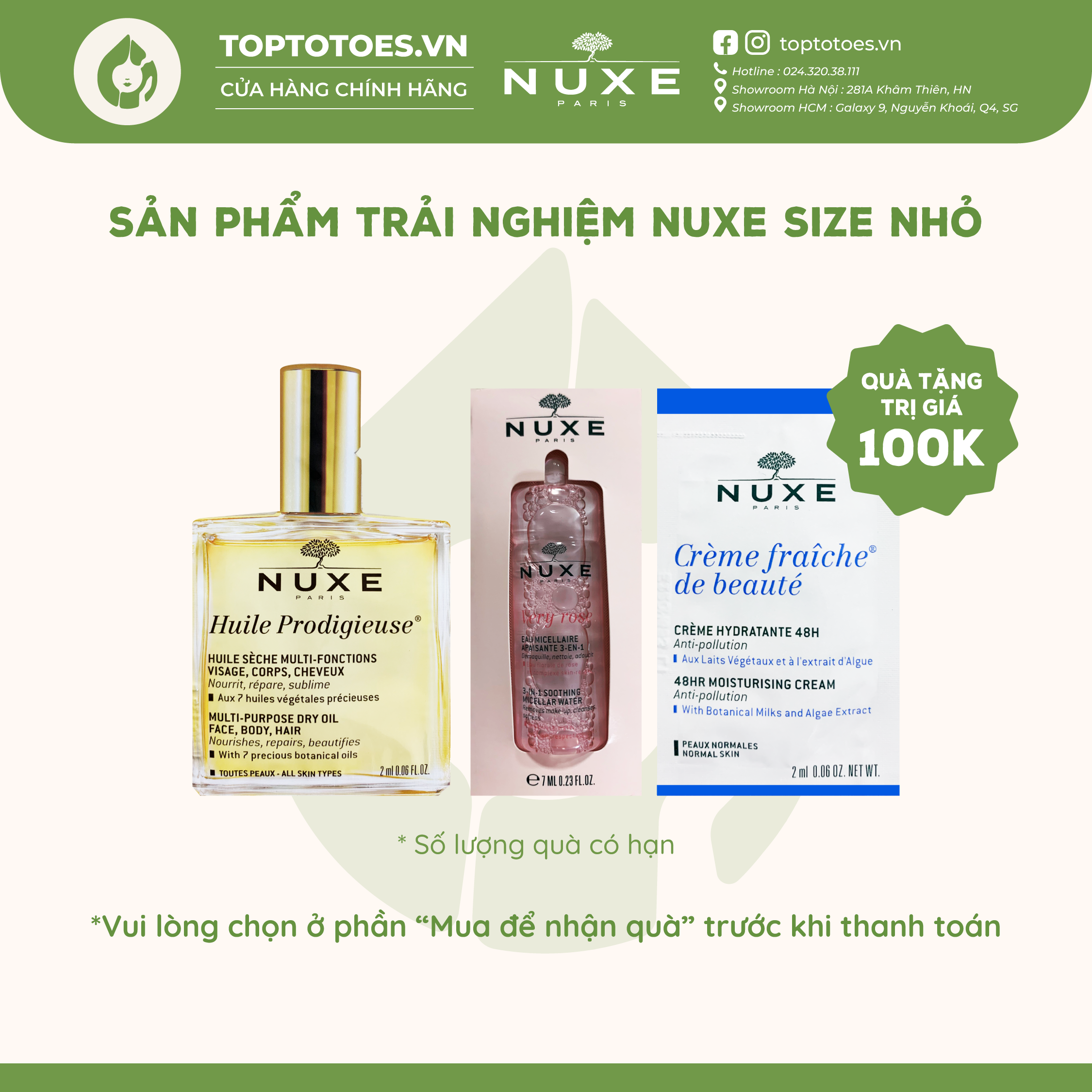 Sản phẩm nuxe size nhỏ