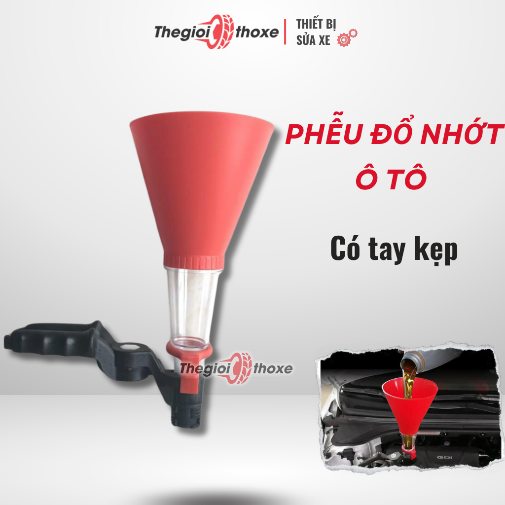 Phễu đổ nhớt ô tô chuyên dụng | Dụng cụ rót dầu nhớt ô tô, xe tải, phễu đổ xăng chuyên nghiệp | Thế Giới Thợ Xe