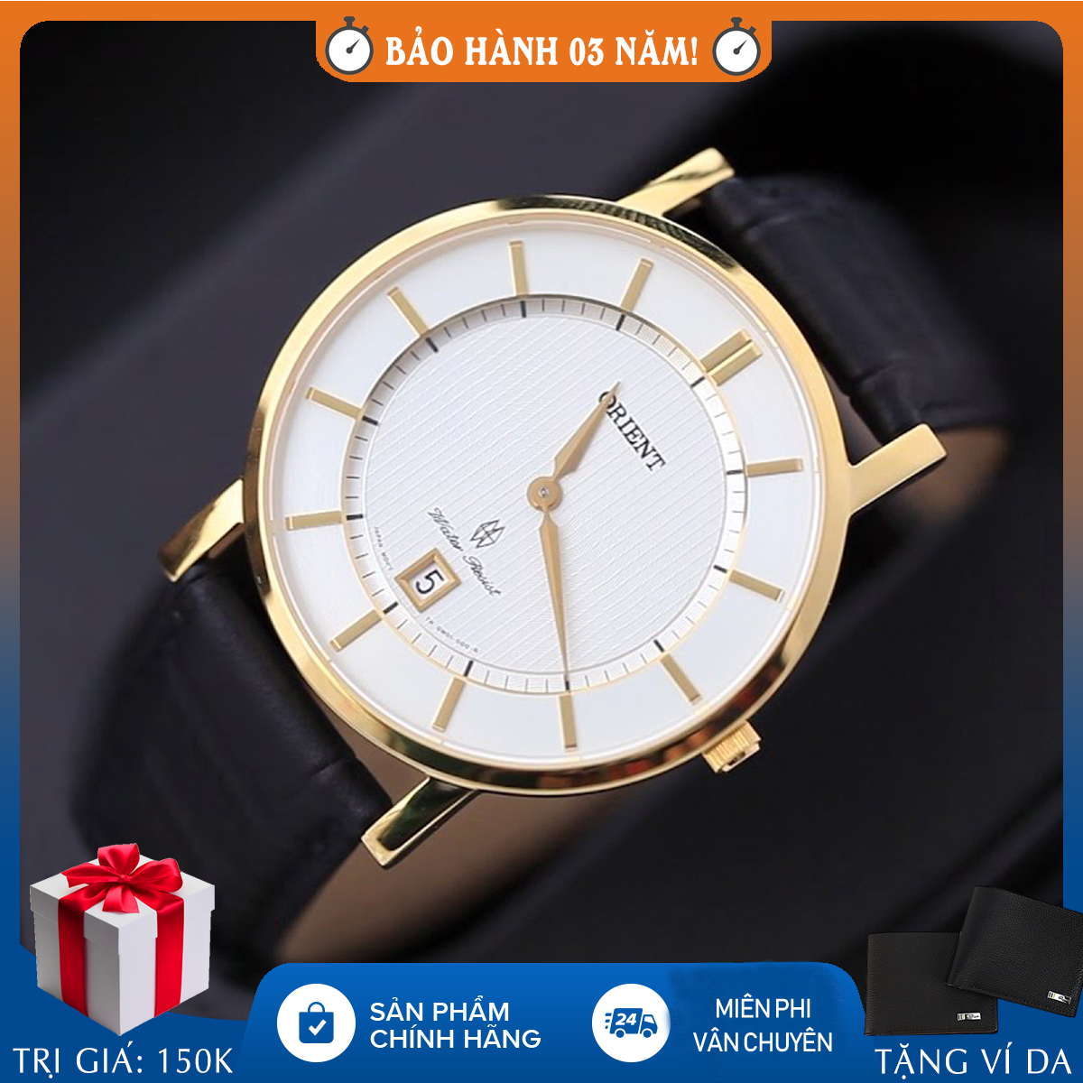 Đồng hồ nam Orient chính hãng full box FGW01002W0, chronograph, dây da, hàng phân phối chính thức