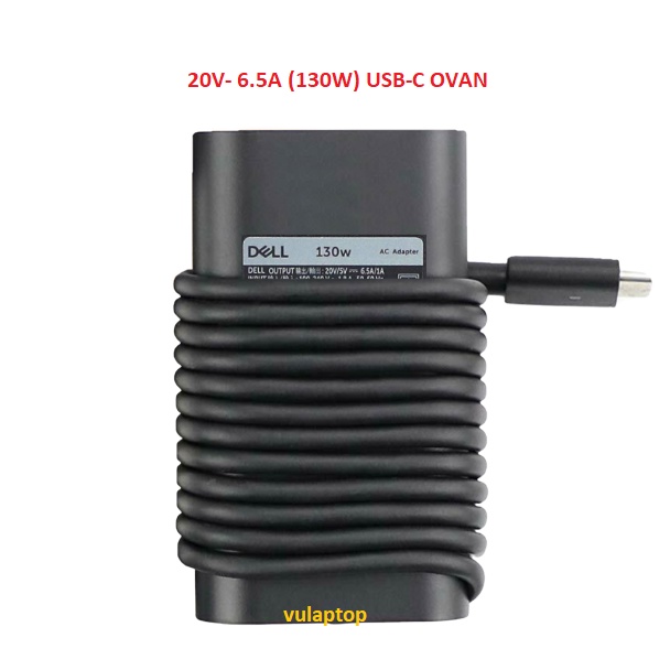 Sạc laptop dell 130w oval type-c chính hãng bh 12 tháng 20v- 6.5a usb c oval zin