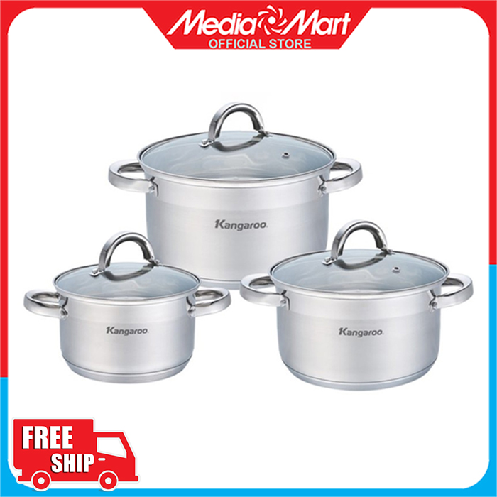 Bộ nồi 3 chiếc inox kangaroo kg875/kg876/kh876