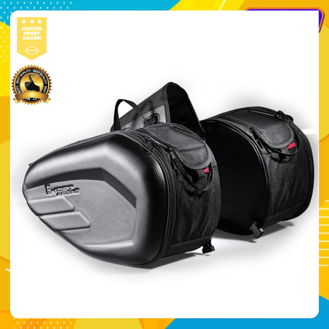 BỘ 2 TÚI TREO HÔNG/YÊN XE MÁY GHOST RACING DUNG TÍCH LỚN CHỐNG NƯỚC CHẤT LIỆU VÂN CACBON CAO CẤP