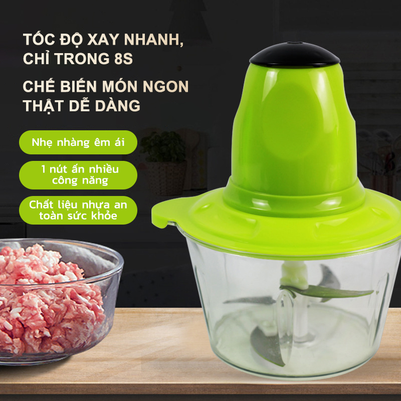 Máy xay thịt gia dụng bằng inox hỗ trợ xay nhuyễn và trộn nguyên liệu nấu ăn - dung tích 2L