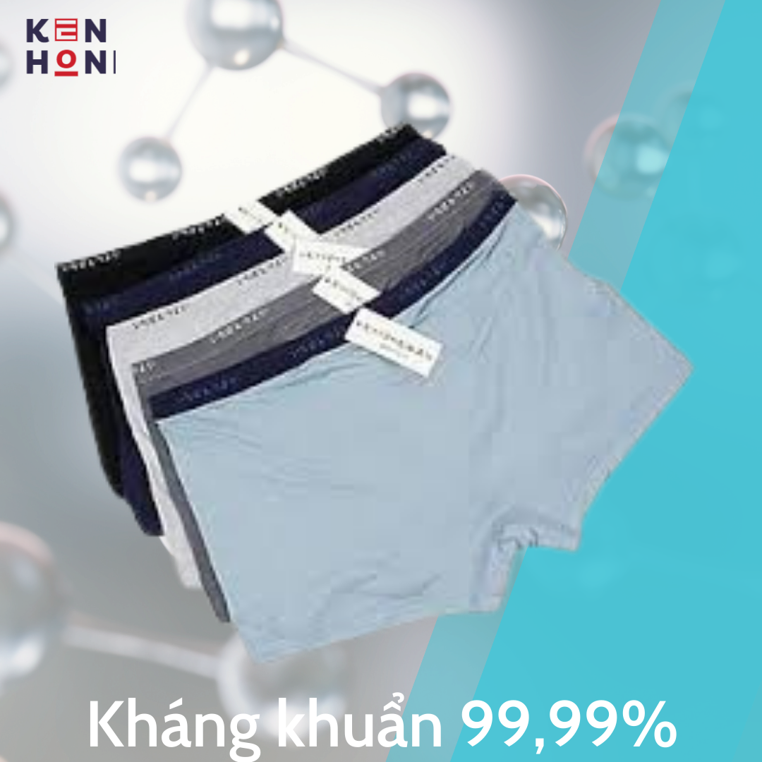 Quần lót nam, quần sịp đùi, quần boxer cotton bamboo nano kháng khuẩn 99.9% cao cấp kenhoni