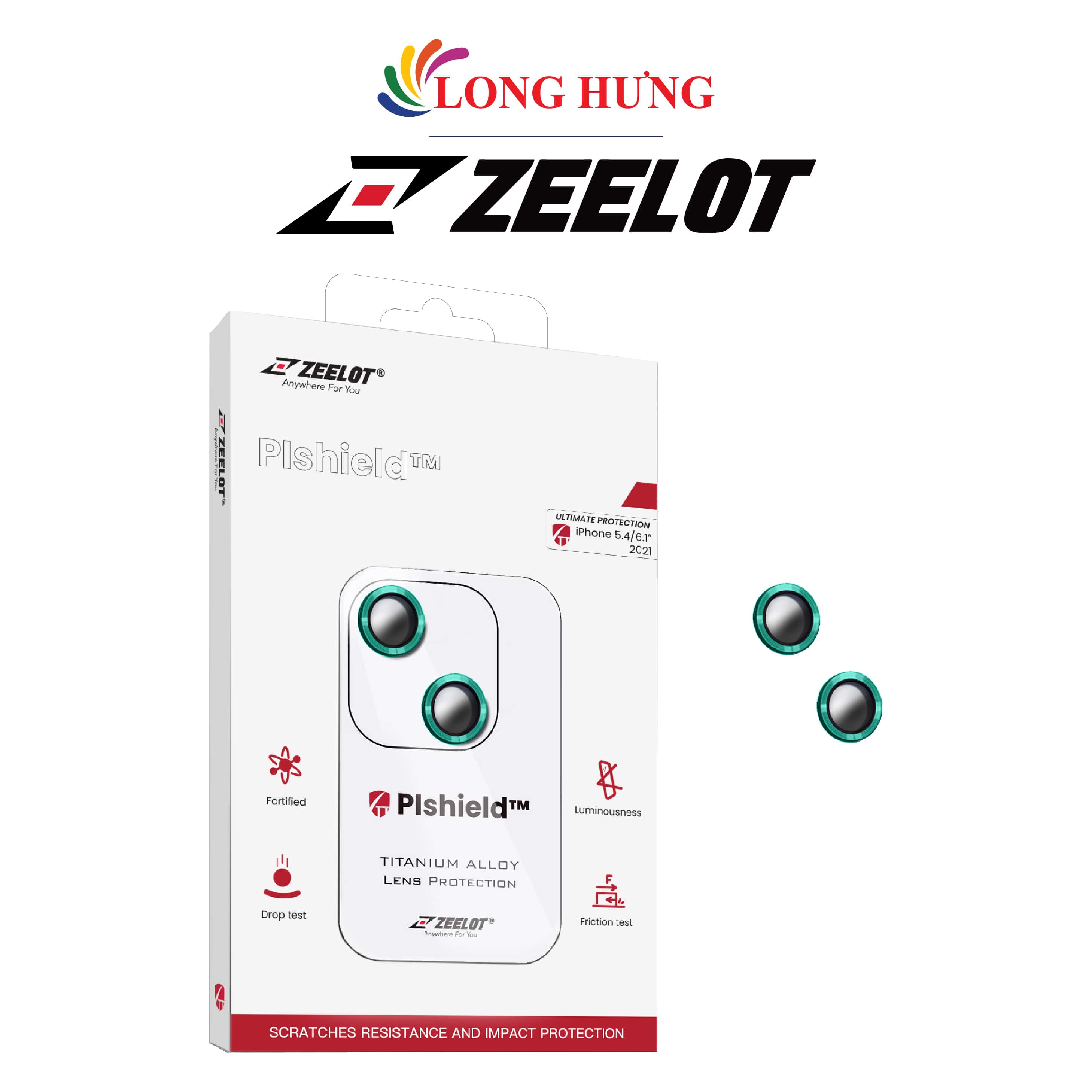 Dán Camera cường lực viền màu chống va đập Zeelot PIshield iPhone 13/13 Mini - Hàng chính hãng - Thiết kế vừa vặn hoàn hảo, khả năng chống trầy xước, bảo vệ camera