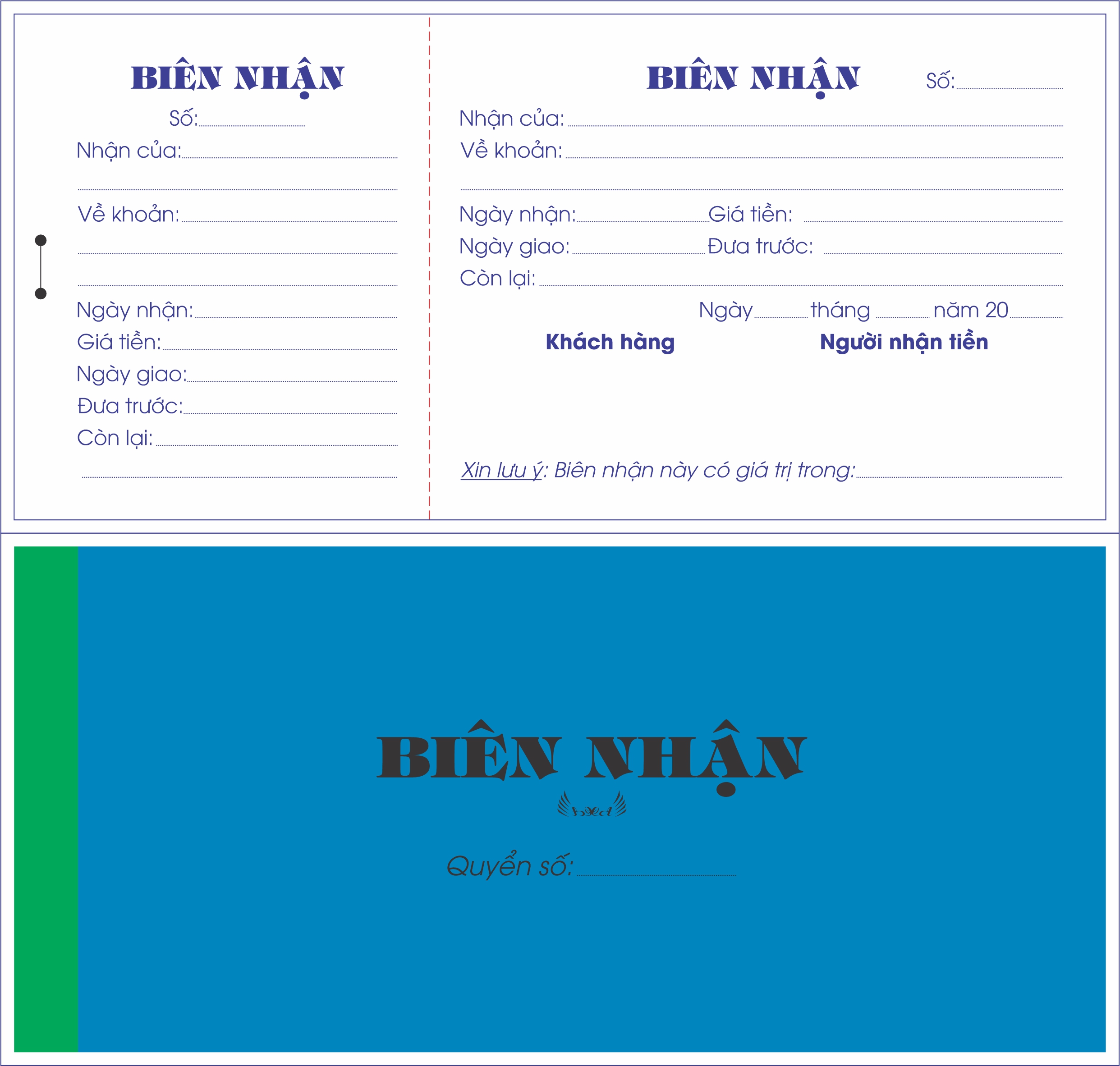 Combo 05 quyển Phiếu Tạm Ứng 1 liên - Giấy dày láng mịn nhận mực tốt