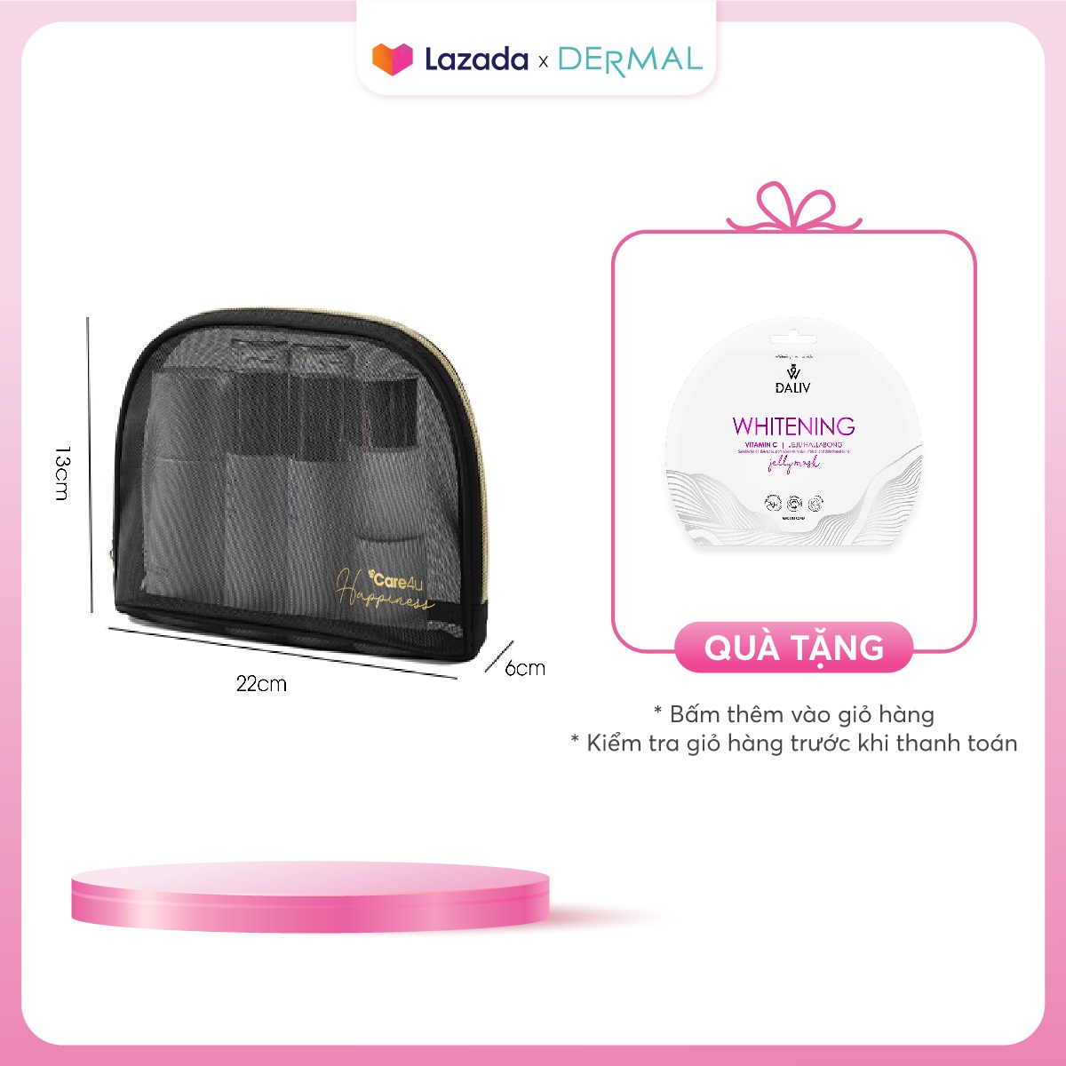Túi đựng mỹ phẩm cao cấp Care4u 22x6x13 cm