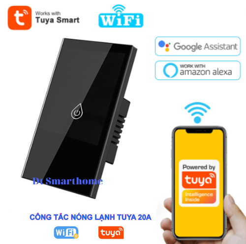 Công tắc thông minh Wifi bình nóng lạnh, máy lạnh 20A Tuya công suất cao 4400w, bật tắt hẹn giờ từ xa