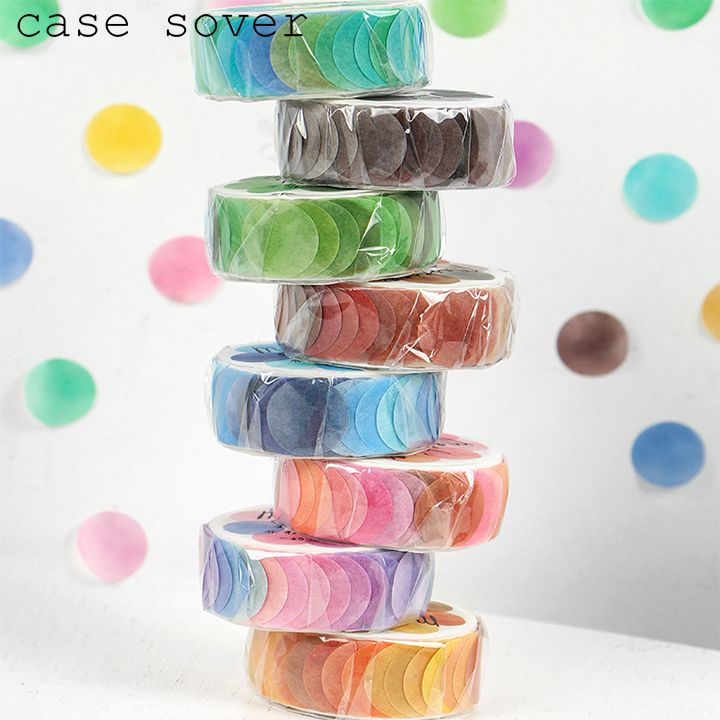 Cuộn Washi Tape hình Chấm Tròn nhiều màu trang trí Planner - Case Sover