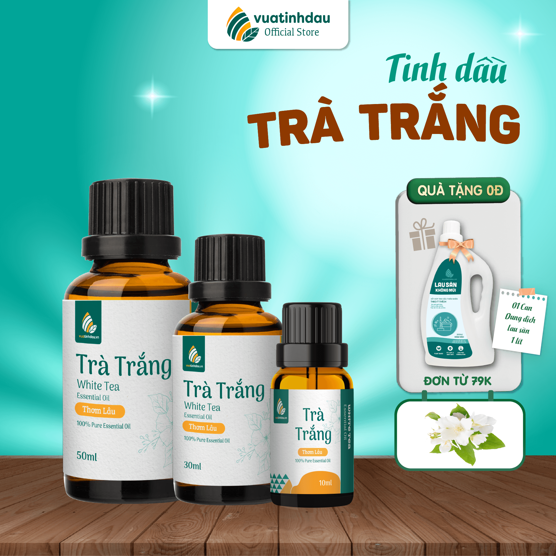 Tinh dầu trà trắng white tea 10ml chất lượng Vuatinhdau.vn [BAY BỔNG] trà trắng treo thơm tủ quần áo xông phòng ngủ
