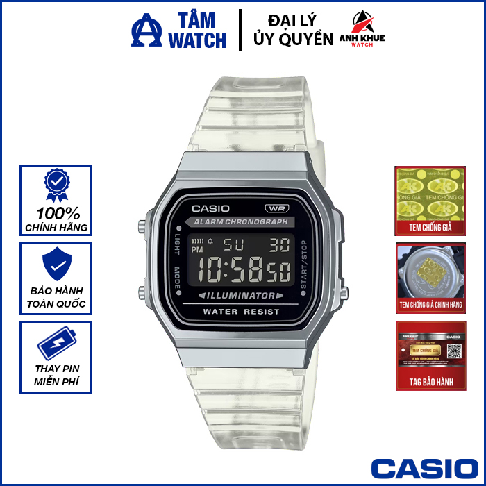 Đồng hồ unisex dây nhựa Casio Standard chính hãng Anh Khuê A168XES-1BDF