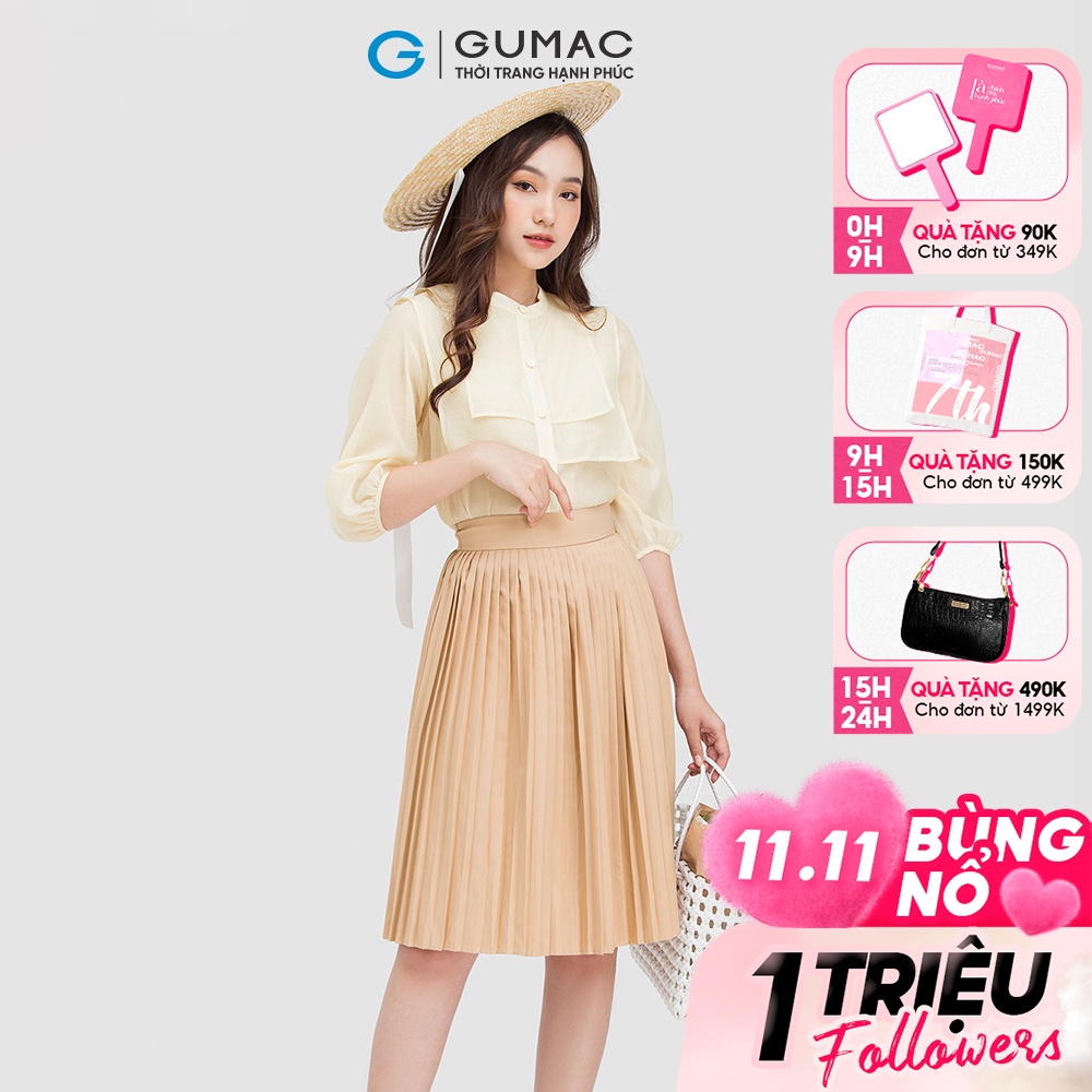 Chân váy dập ly dáng dài sang trọng thời trang GUMAC VC11026
