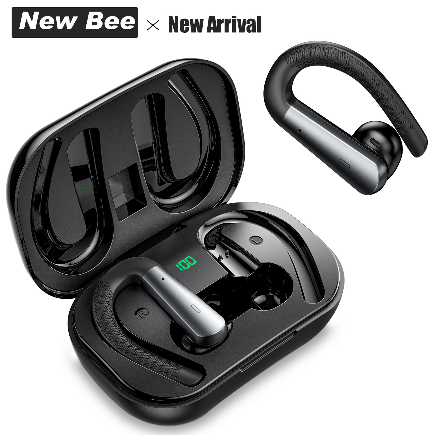 New Bee X13 Wireless Earphones Tai nghe không dây Tai nghe không dây Tai nghe Bluetooth Tai nghe thể thao 40 giờ với màn hình LED Tai nghe điện thoại di động có micrô