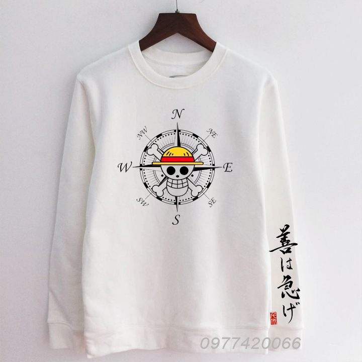 Áo sweater luffy one piece, áo thu đông one piece luffy, áo thun dai tay đảo hải tặc