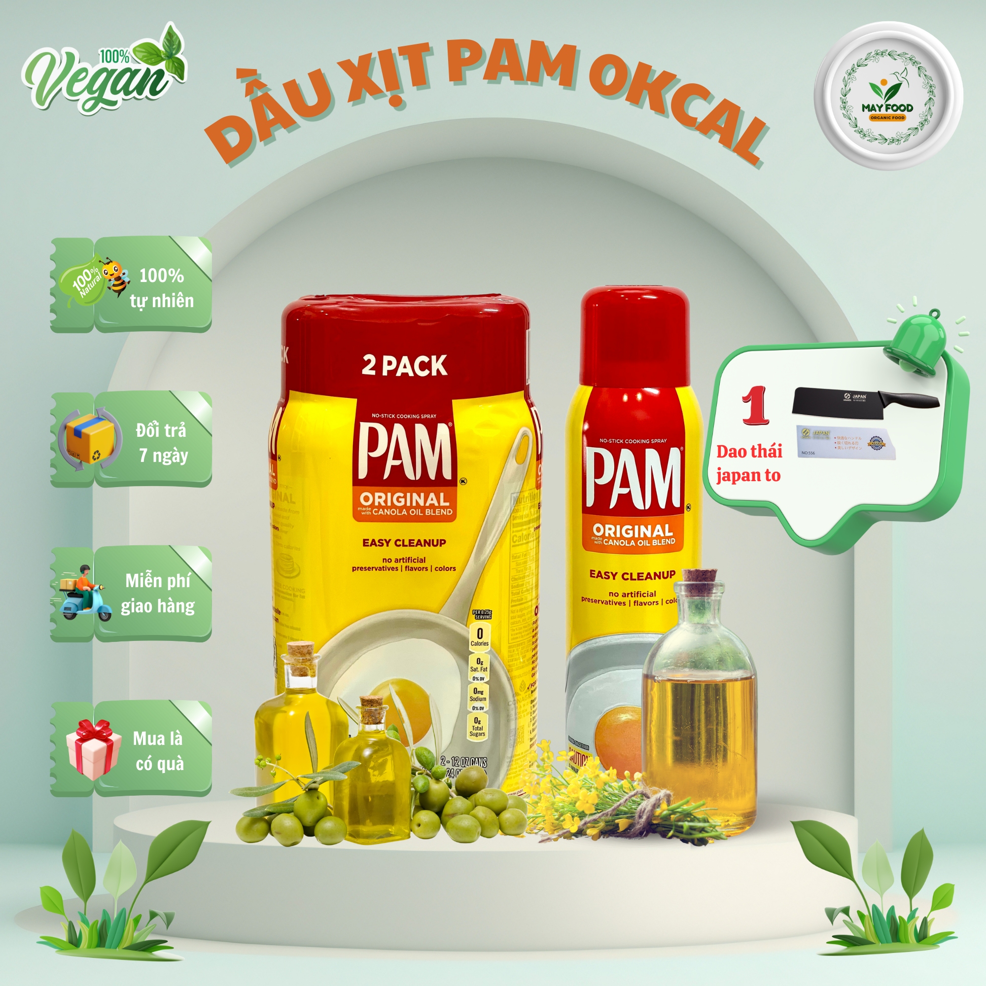 Dầu hoa cải pam dạng xịt 0 calo bán chạy năm 202 ăn kiêng, tiểu đường, eat clean, keto ,gymer may food