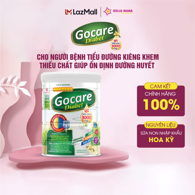 Sữa non Gocare Diabet cho người bệnh Tiểu Đường kiêng khem thiếu chất giúp ổn định đường huyết - Hộp 900G