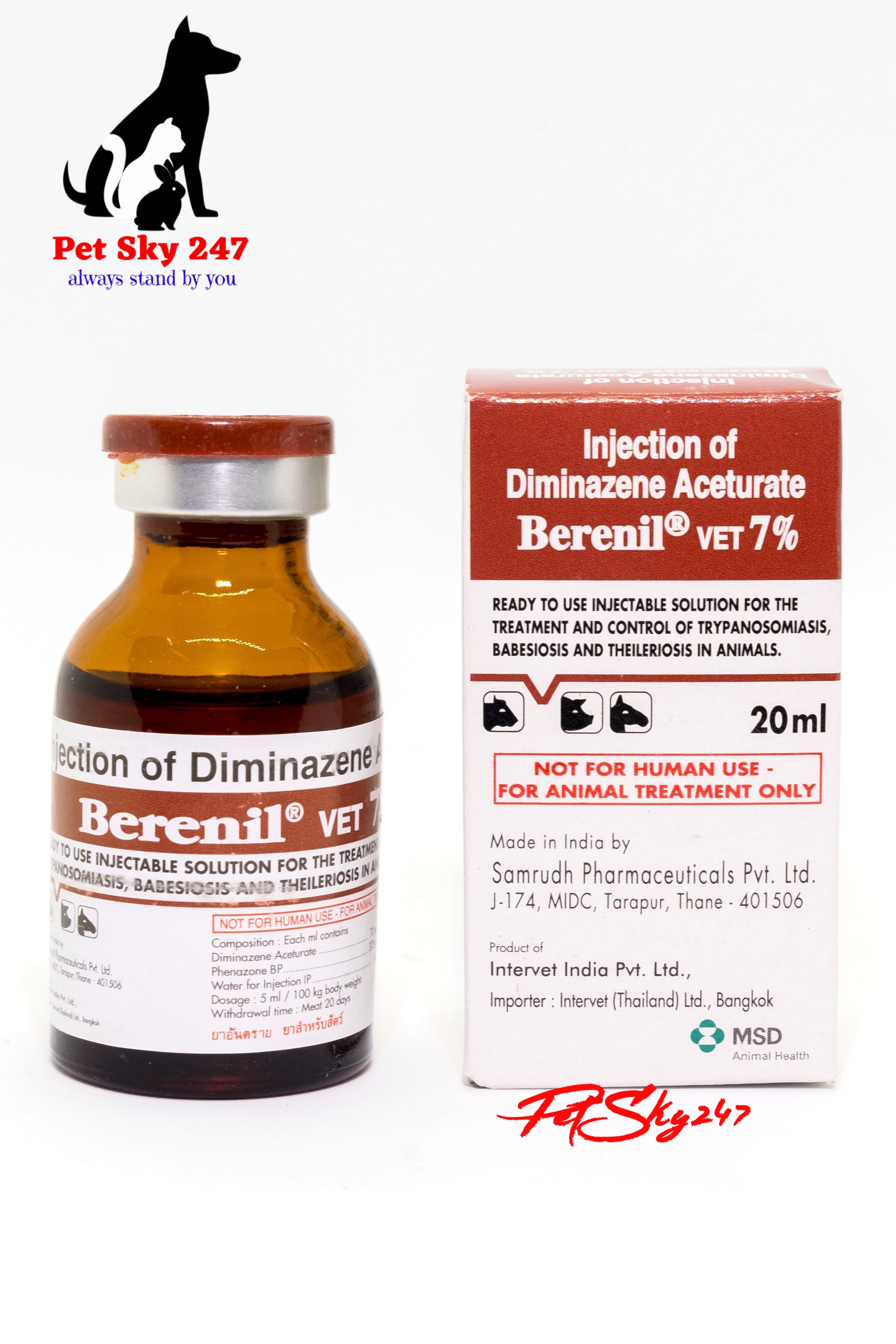 [HCM]Thực Phẩm Chức Năng Ký Sinh Trùng Trên Thú Cưng Nhỏ Berenil Vet 7% Chai 20ML