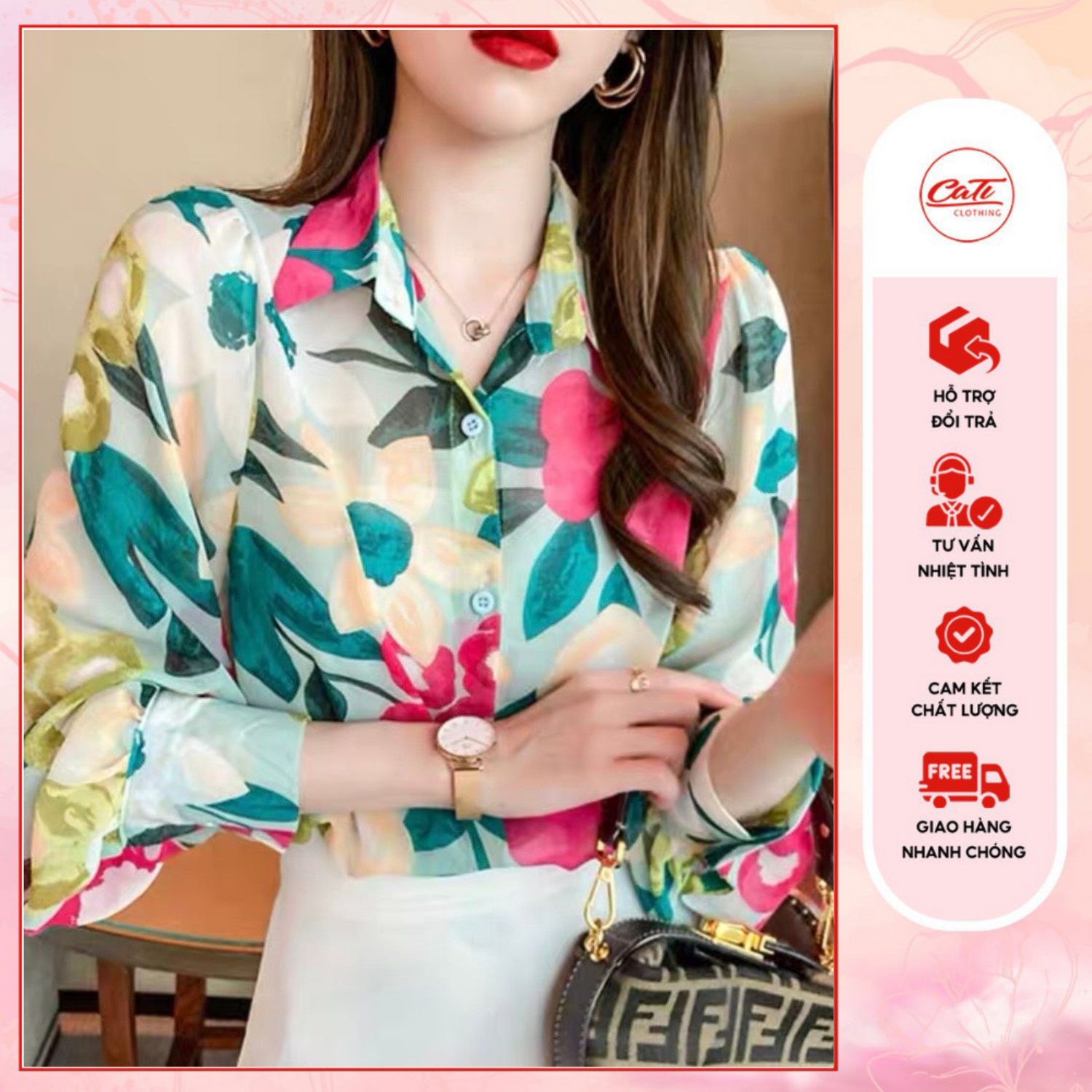 Cati sơ mi tơ ép mặc công sở