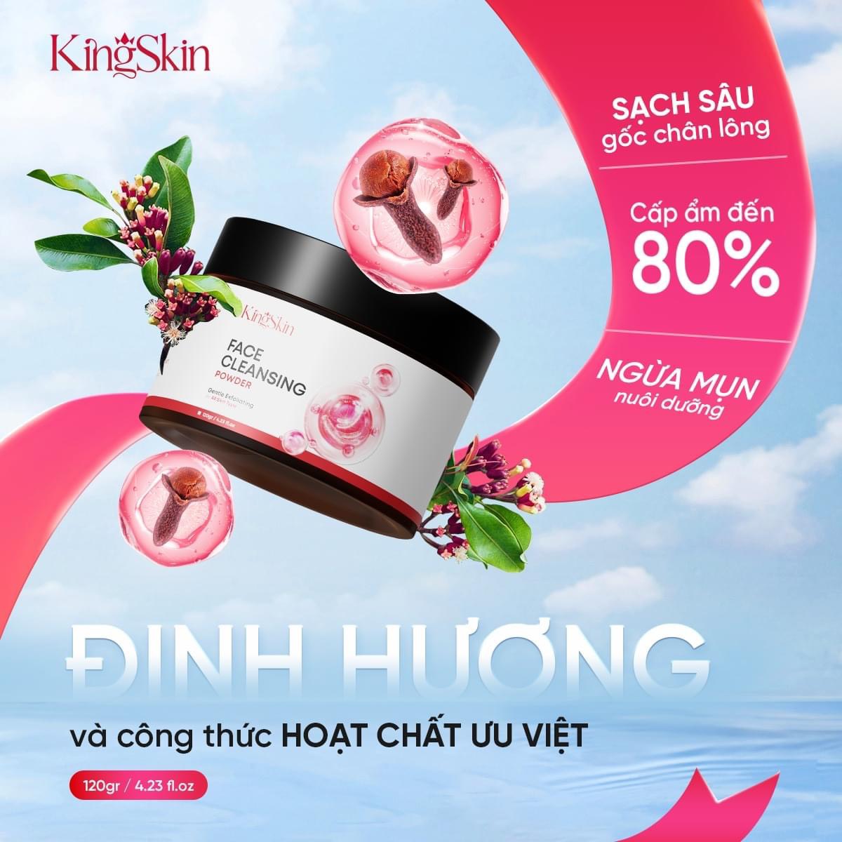 Bột rửa mặt đinh hương king skin giảm mụn , sạch nhờn 120g