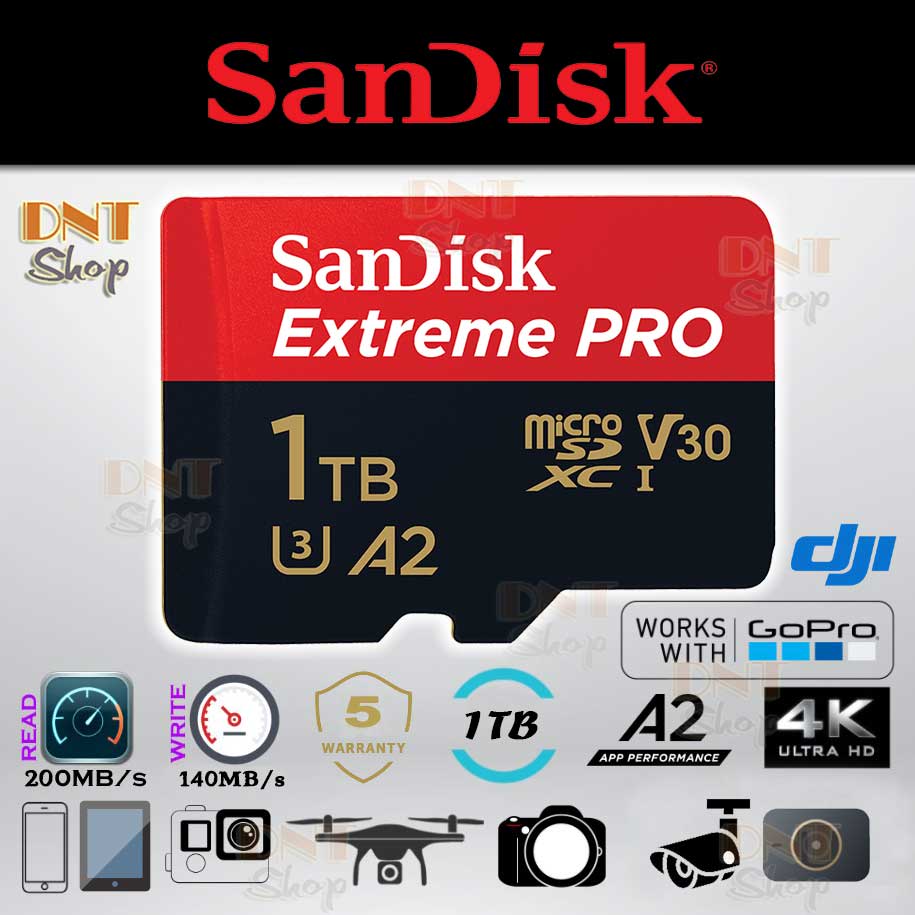 Thẻ nhớ MicroSDXC SanDisk Extreme PRO A2 1TB V30 U3 Class 10 UHSI 200MB/s