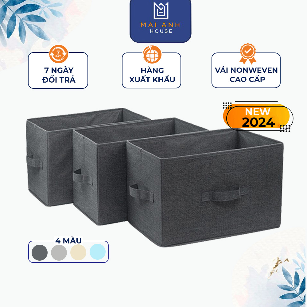 Set 3 hộp đựng đồ đa năng gấp gọn không nắp Mai Anh House MA28 YAMAZEN - hàng xuất Nhật