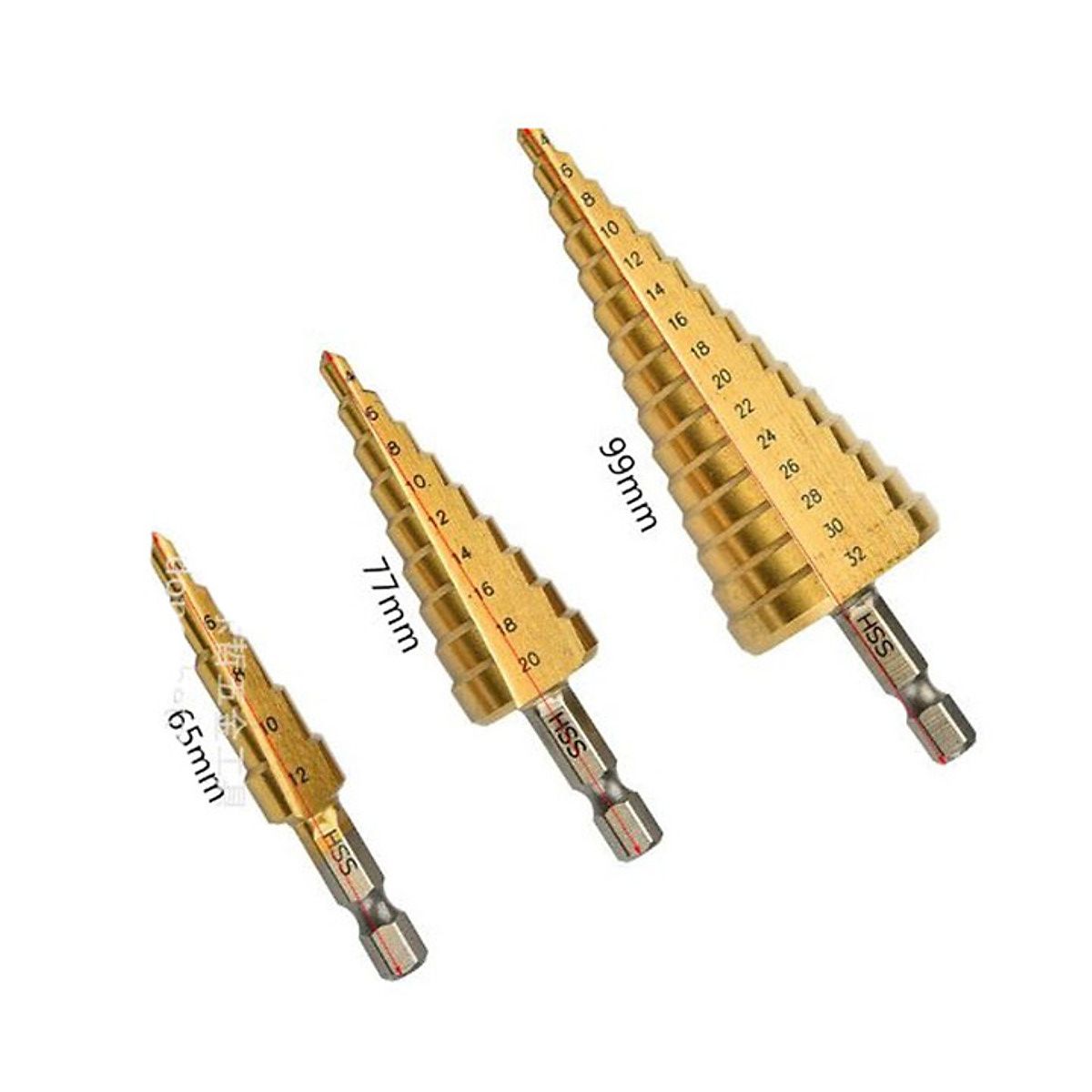 Bộ 3 mũi khoan bước, tháp titanium 4-32mm khoan sắt, nhôm