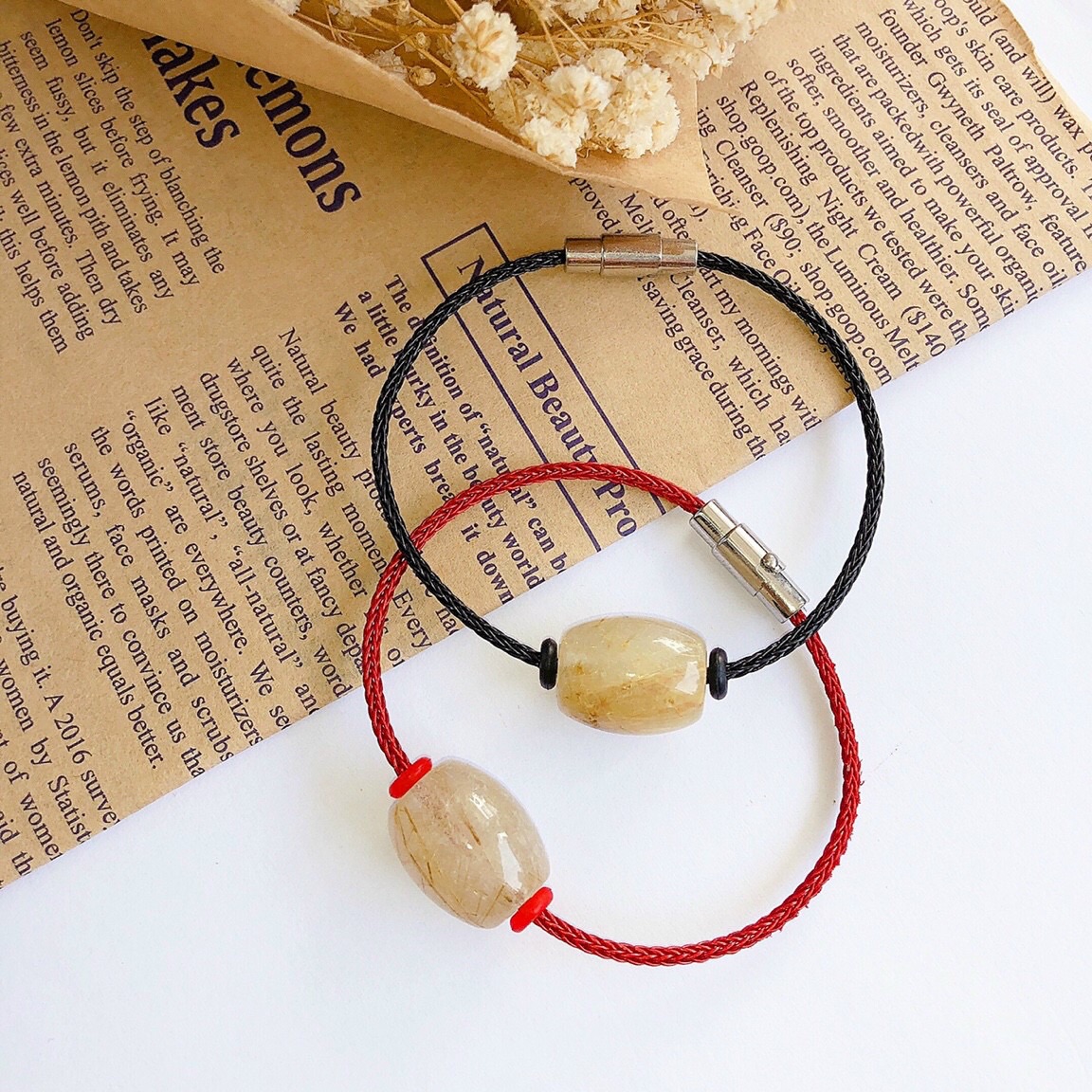 Vòng tay lu thống thạch anh tóc vàng thiên nhiên