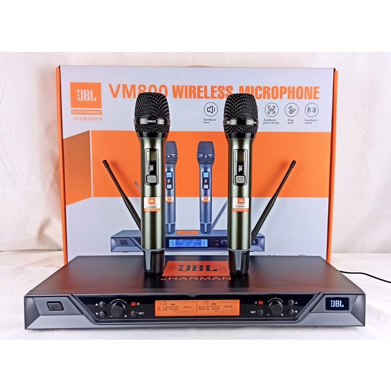 Micro karaoke,Micro karaoke không dây cao cấp JBL - VM800 tiếng nhẹ , hút mic , chống hú , cảm biến gia tốc , mic tự ngắt