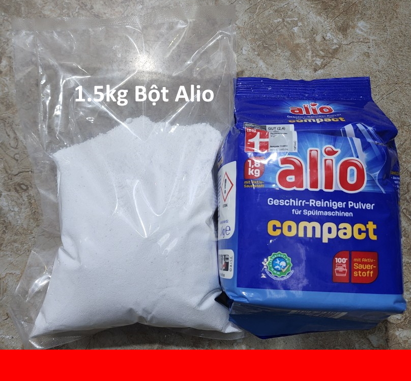 Bán lẻ Bột rửa bát Alio 1.5kg dùng cho máy rửa bát chén, bóc lẻ bán 1,5kg bột alio chính hãng cho khách hàng dùng thử