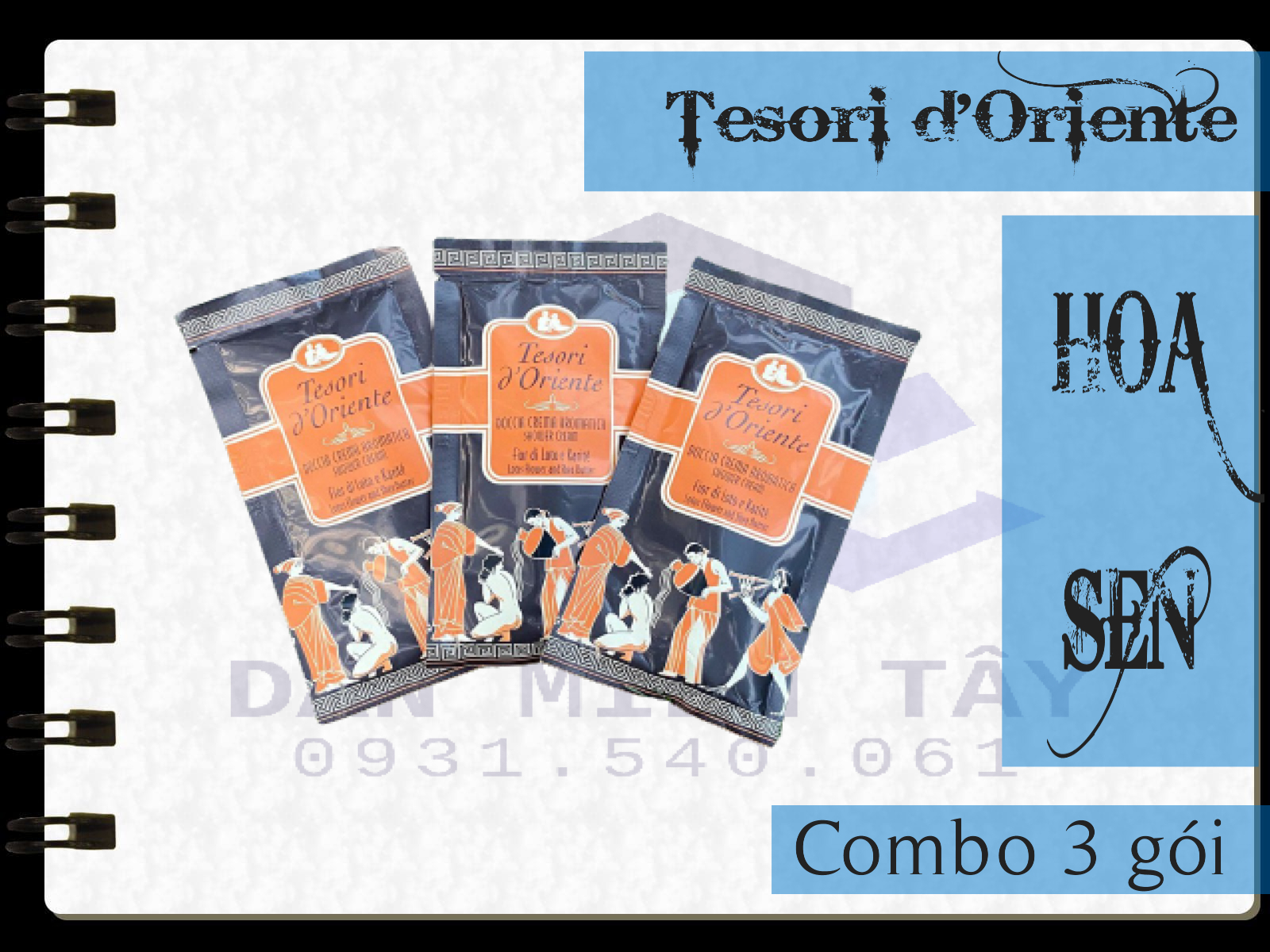 Combo 3 gói sữa tắm tesori d'oriente hoa sen 6ml/gói