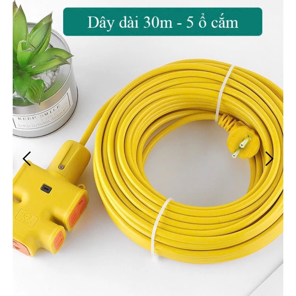 Cuộn Dây Điện Dài 30M Kèm Ổ Cắm, Phích Cắm Đúc Chịu Lực Cao Đa Năng Tiện Lợi Dài 30M, Dây Cấp Nguồn 220V