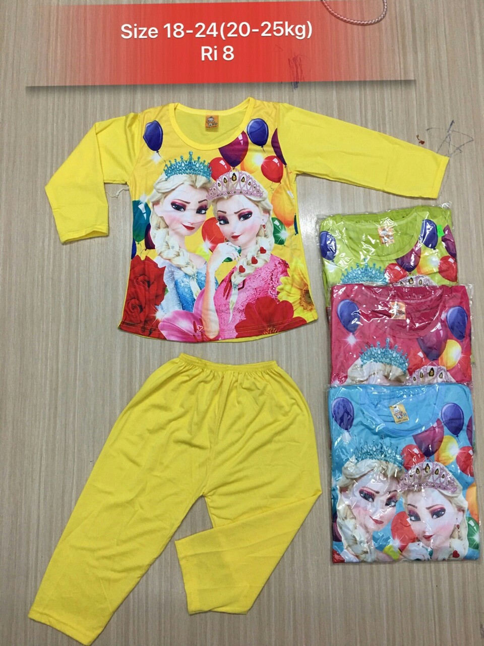Combo 3 bộ đồ tay dài cho bé  gái từ 15-23kg