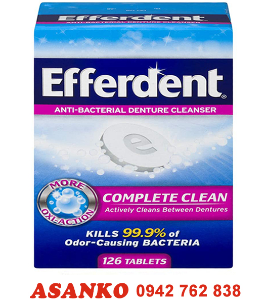Viên sủi ngâm răng hàm giả 126 viên. Efferdent Complete Clean Anti-Bacterial Denture Cleanser 126 Tablets