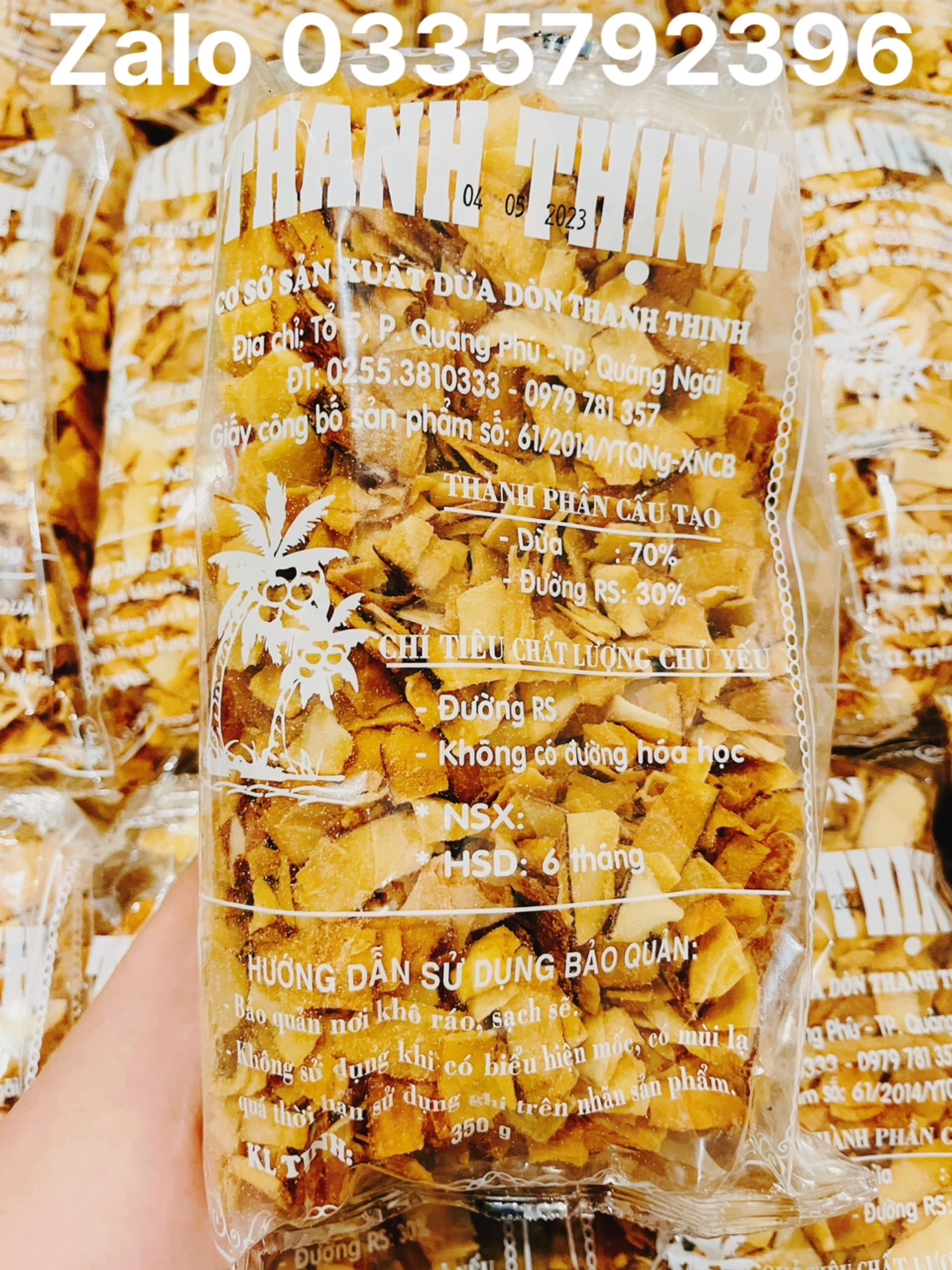 Dừa sấy giòn quảng ngãi gói 350gr - mứt dừa khô sấy giòn thanh thịnh ăn kèm với sinh tố, kem, chè - út duyên 76 đặc sản