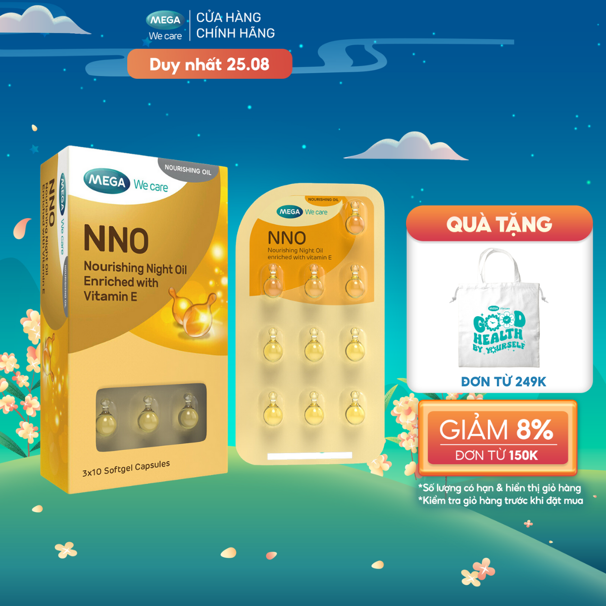 Viên dưỡng da ban đêm, Khóa ẩm, cải thiện da khô sạm, giúp săn chắc và tươi trẻ - NNO NOURISHING NIGHT OIL (Hộp 30 viên)