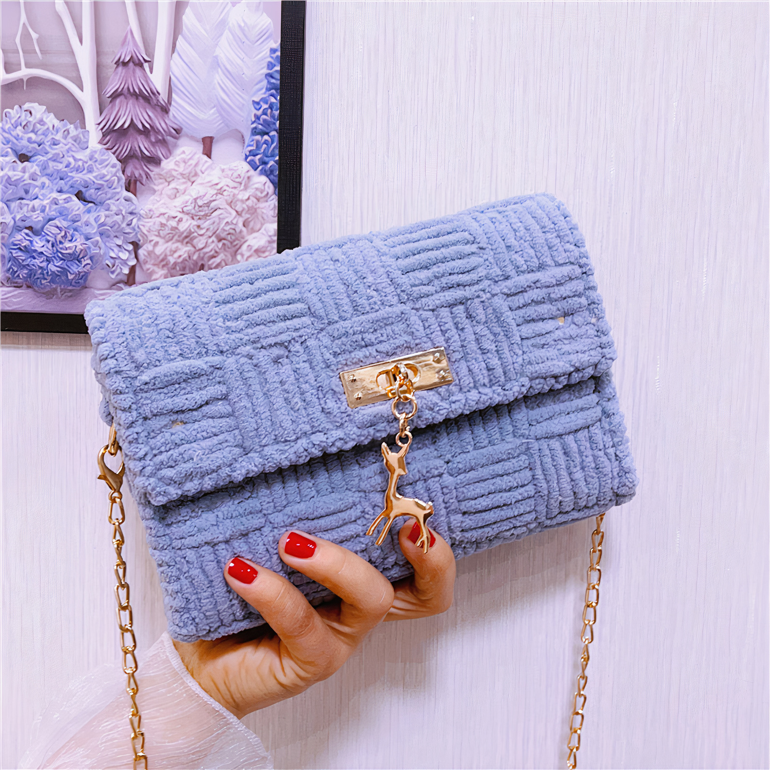 Túi đeo chéo tự đan handmade thời trang len xù - Phụ kiện đan túi HAVAKI