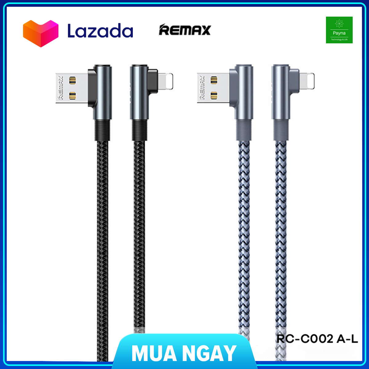 Cáp sạc điên thoại chơi game cổng lightning remax rc-c002a-l cổng gập 90 độ dòng sạc 2.4a truyền dữ liệu 480mbs dùng cho điện thoại iphone