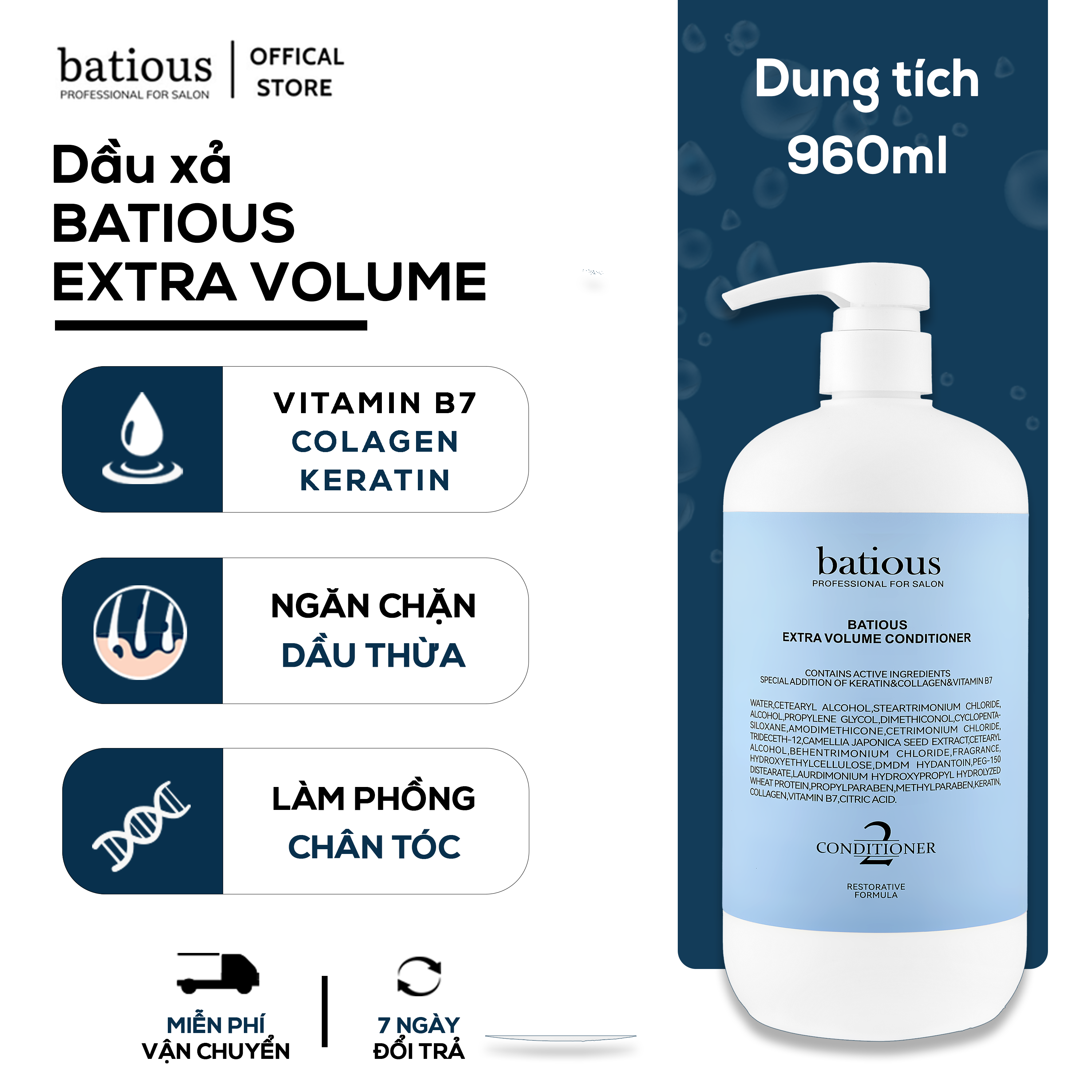  Dầu Xả Batious Xanh Salon Cao Cấp Chính Hãng – Trị Gàu Kiềm Dầu Giảm Gãy Rụng Làm Sạch Da Đầu & Dưỡng Tóc Mềm Mượt Phù Hợp Cho Tóc Dầu 