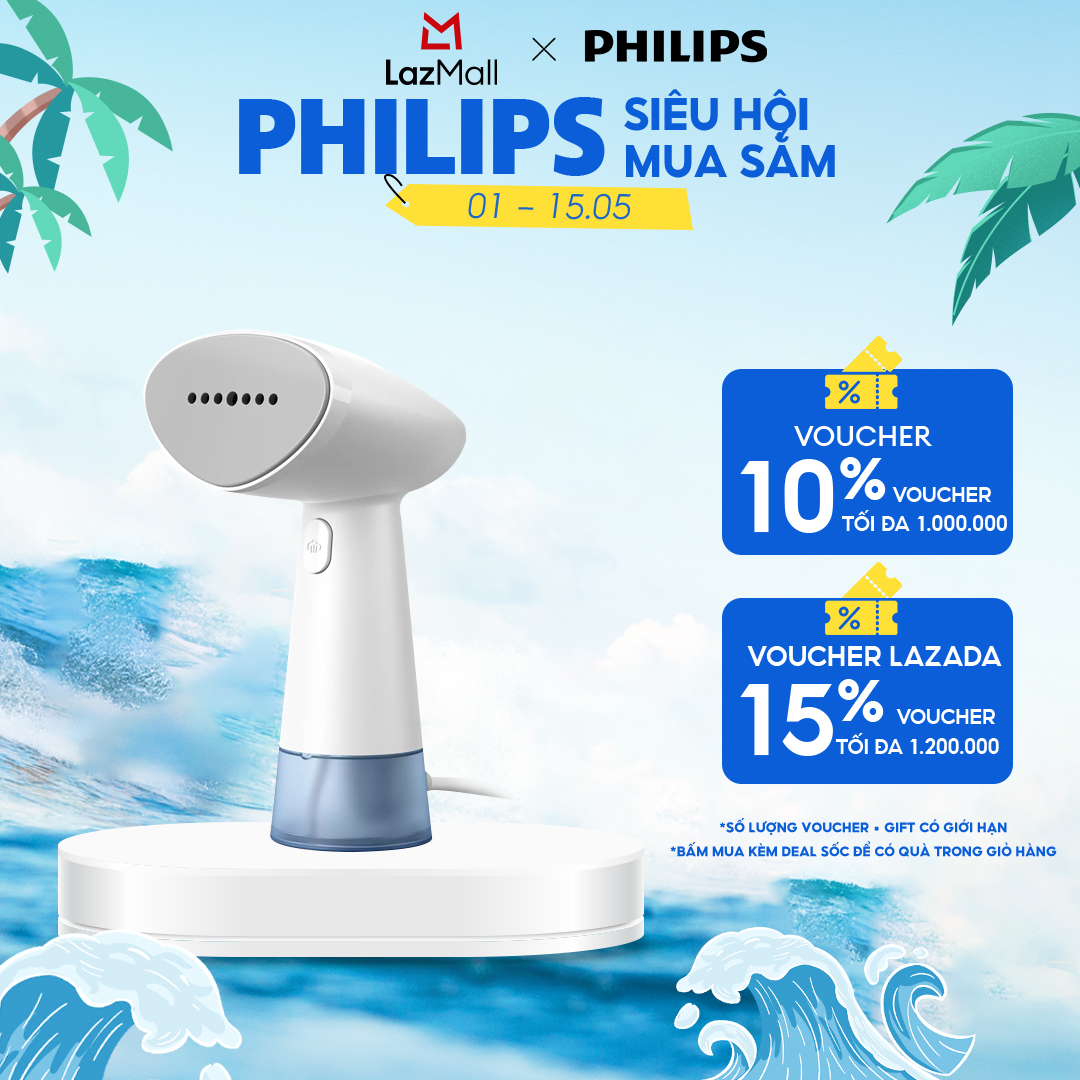 Bàn Ủi Hơi Nước Cầm Tay Philips Series 1000 STH1000/10 - Thiết Kế Nhỏ Gọn Nhẹ, Công Suất Mạnh, Khoang Chứa Nước 85ML - Hàng Phân Phối Chính Hãng