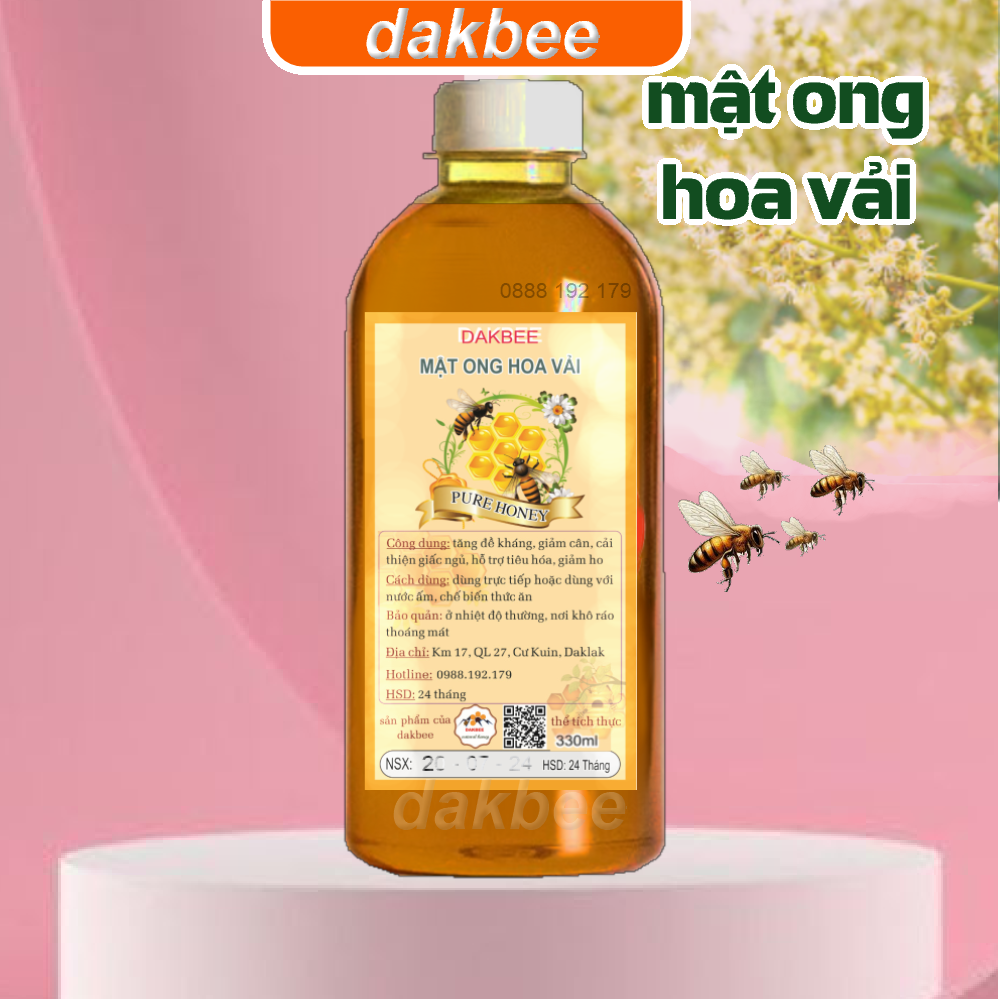 470g mật ong rừng hoa vải nguyên chất - daklak-  [dakbee]