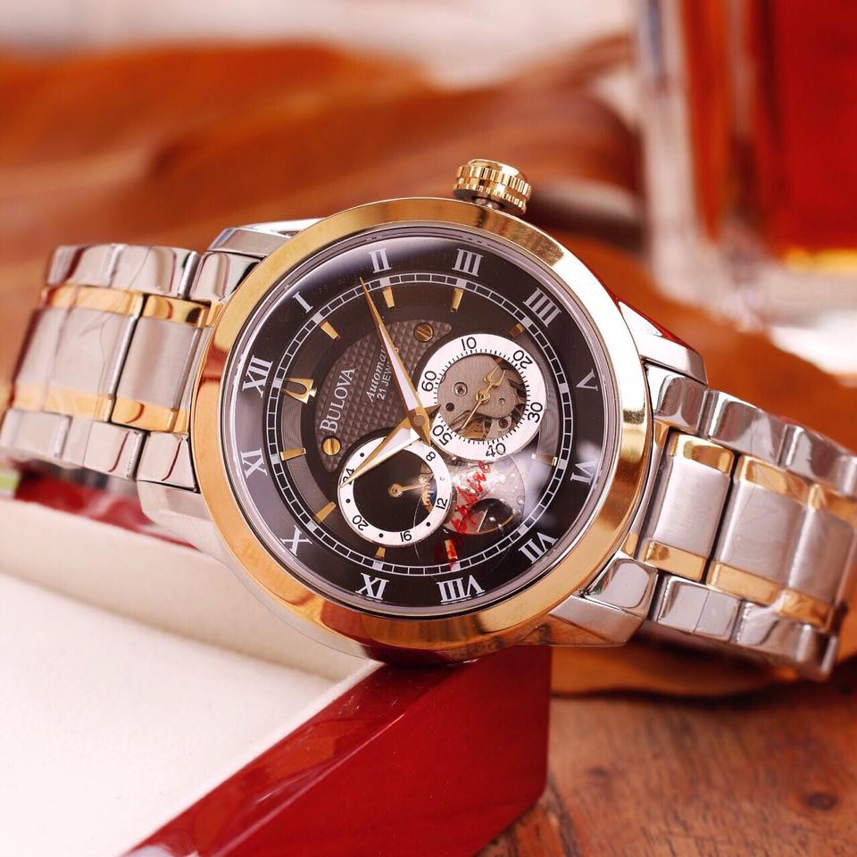 { LAZADA ĐỒNG HỒ PHỐ } Đồng Hồ Nam Bulova Saphire Automatic Cao cấp Dây vàng trắng + Thẻ Bảo Hành