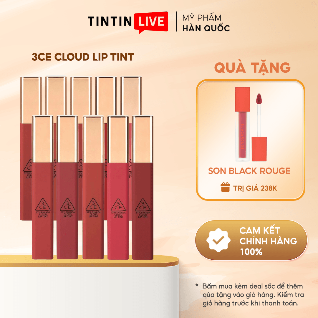 Son kem lì 3ce cloud lip tint chính hãng hàn quốc 100%