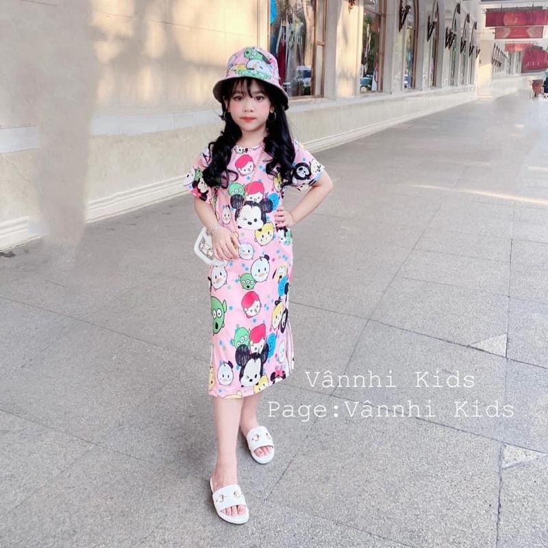 Váy hoạt hình kèm mũ 2 màu cho bé gái