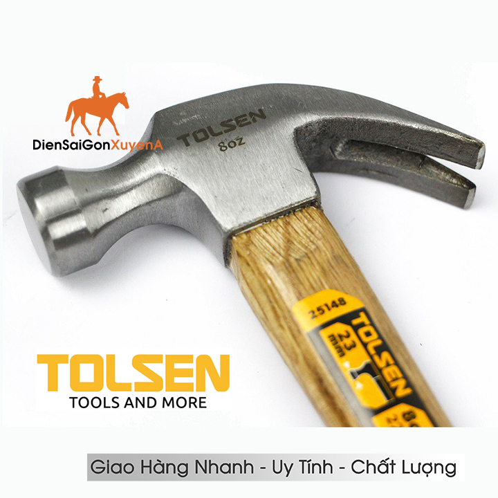 Búa đinh - búa nhổ đinh cán gỗ 8oz 225g tolsen 25148