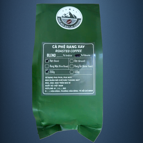 gói XLÁ 250gr / HẠT - CÀ PHÊ RANG 100% Robusta PHỐ NÚI GIA LAI Roasted Coffee