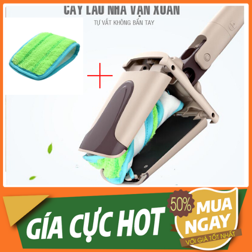 [COMBO] Cây lau nhà tự vắt vặn xoắn FC53 - Cực thông minh + Kèm bông lau thay thế