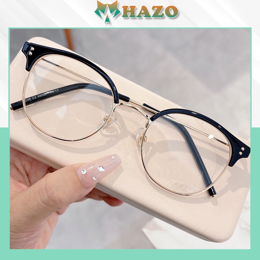 Mắt Kính Gọng Cận Form Tròn 672 Gọng Mảnh Titan Kiểu Dáng Trẻ Trung Hiện Đại - hazo