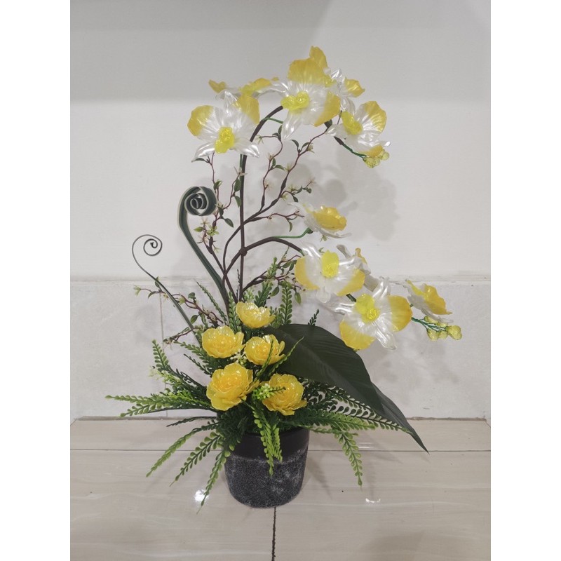 Chậu hoa pha lê Lan Hồ Điệp cao 45cm ngang 25cm